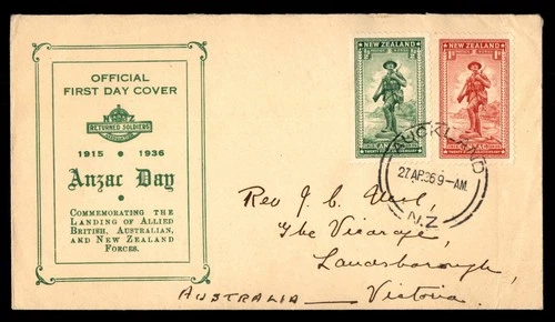 Mayfairstamps New Zealand FDC 1940s dual ANZAC Day First Day Cover aax_32045