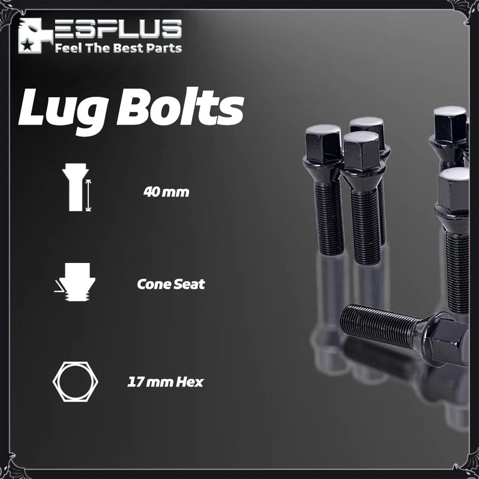 [20] Perno de tuerca de rueda negro BMW & MINI 14X1.25 vástago de 40 mm para espaciador de 10-14 mm de espesor Foto 3 de 4