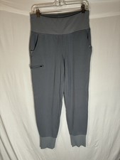 Jaanuu Medium P Jogger Gray Scrub Pants Drawstring Waist Zipper Pockets Cargo
