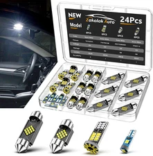 24PCS LED Interior Car Lights Kit 6500K White Bulbs Dome Map Door Trunk Lamp Set