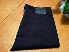 AG ADRIANO GOLDSCHMIED EVERETT SLIM STRAIGHT SATEEN BLACK JEANS 33 X 32 NICE!