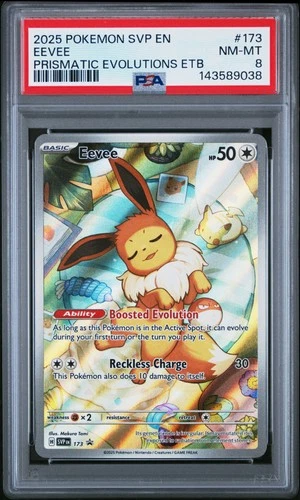 2025 POKEMON SVP EN-SV BLACK STAR PROMO #173 EEVEE PSA 8