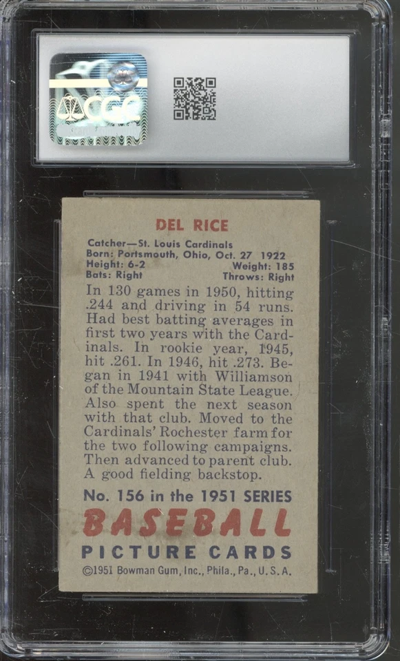 1951 Bowman Baseball Set-Break #1565 Del Rice EX-NM CGC 6 - Image 2 of 2