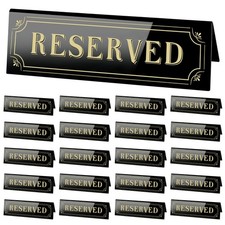 20 PCS 6x1.8 Inch Acrylic Reserved Table Tent Signs Black Double Sided Seat