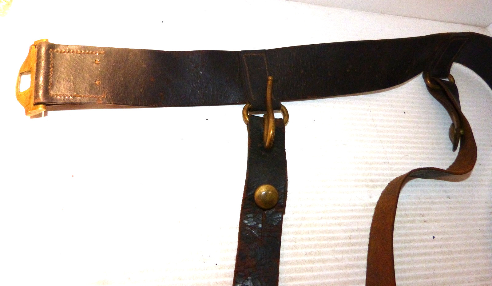 Beautiful Antique Model 1851 Eagle Belt Plate W Leather Belt / Hangers M1851