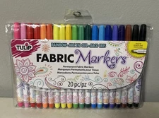 Tulip Permanent Nontoxic Fabric Markers, 20 Pack, Multicolor Fine Tip NEW