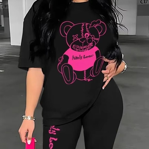 Women's Summer Printed T-Shirt High Street Fashion Short Sleeve Casual Top(87)