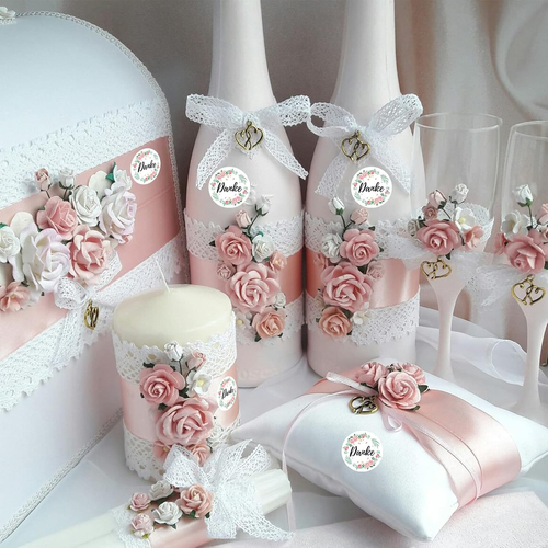 60 Danke Aufkleber mit Blumenmotiv, Rund Hochzeit Danke Sticker Deko für Geschen - Bild 4 von 7