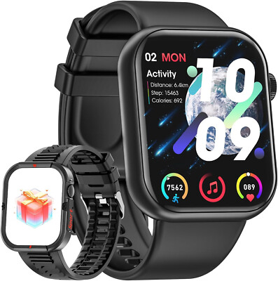 Smartwatch Damen Herren mit Telefonfunktion Armbanduhr Smart Watch SOS Sim Sport