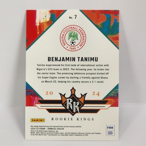 2024-25 Panini Donruss Soccer Rookie Kings #7 Benjamin Tanimu RC Nigeria FIFA - Picture 2 of 2