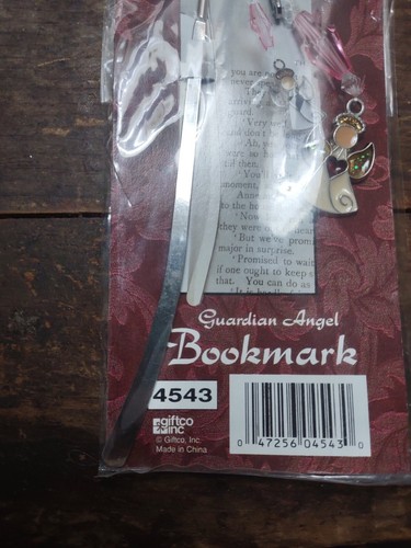 Guardian Angel Silver Tone Bookmark Pink Crystal Bead Metal With Charm - Picture 2 of 11