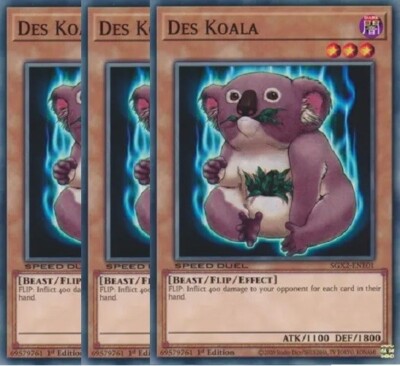 Yugioh - Des Koala x 3 - 1st Edition NM - Plus Free Holographic Card
