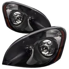 Fits 08-14 Freightliner Cascadia Headlights Projector Set Left Right Black Bezel