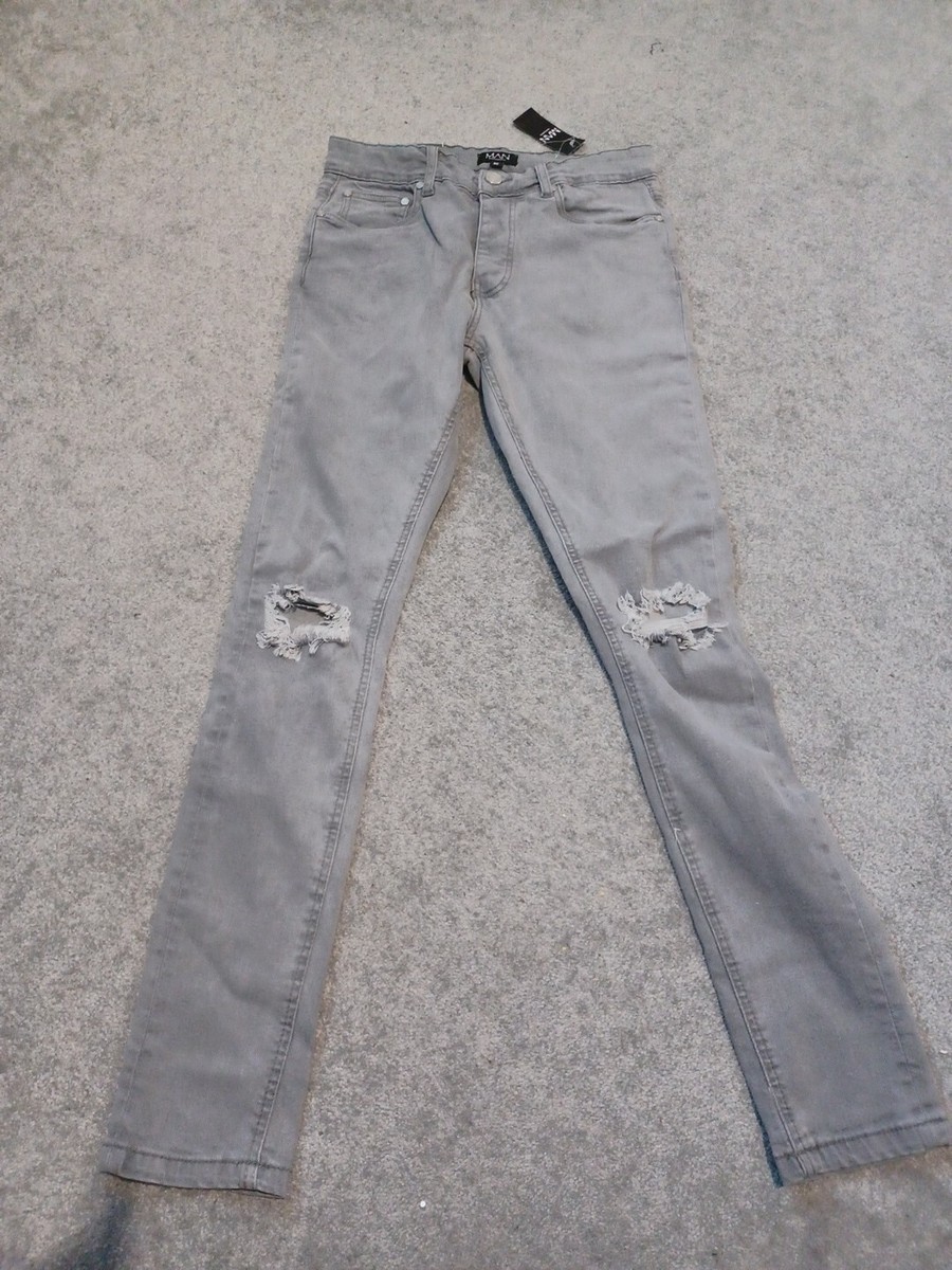 Boohoo Man Grey Ripped Jeans Waist 30