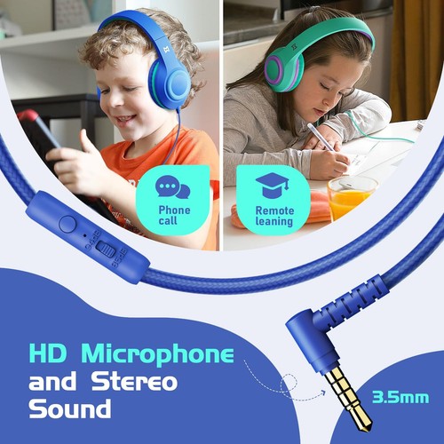 Over Ear Kids Headphones with HD Mic 85/94dB Volume Limit Lightweight Kids He... - Picture 2 of 7