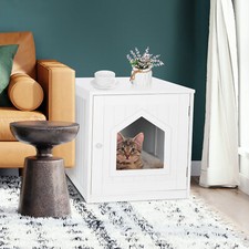 Hidden Litter Box Cat Enclosure End Table 18.90" Kitty Pet House