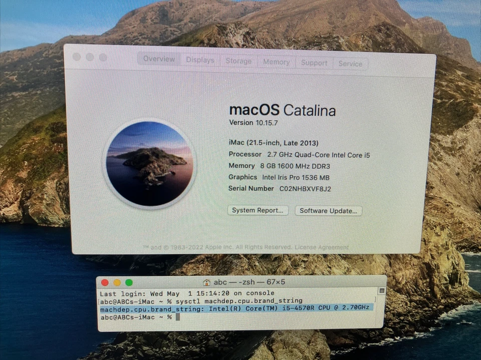 Apple iMac 21.5" A1418 AIO Desktop PC Intel i5-4570R CPU / 8GB RAM / 1TB HDD ~ - Image 3 of 4