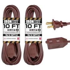 IRON FORGE CABLE 10 Ft Brown Extension Cord 2 Pack -  Assorted Sizes , Colors 