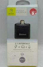 Baseus L39 2 in 1 Socket Adapter Splitter Charging Headphone For iPhone iPad