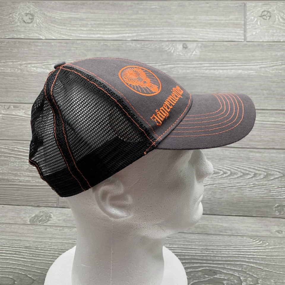 Sombrero Jagermeister Hombre Ajustable Gris Naranja Costuras Ciervo Cruz Barbacoa De Colección Foto 2 de 4