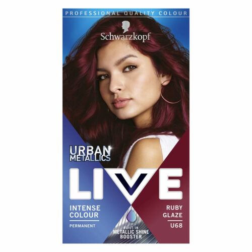 2x Schwarzkopf Live Intense Urban Metallics Permanent Hair Dye, U68 Ruby Glaze - Imagen 3 de 3
