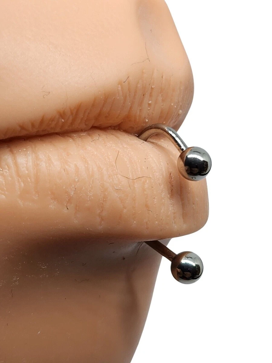Lippy Lip Labret Ring Loop Piercing 16g 1.2mm 10mm Steel Ball