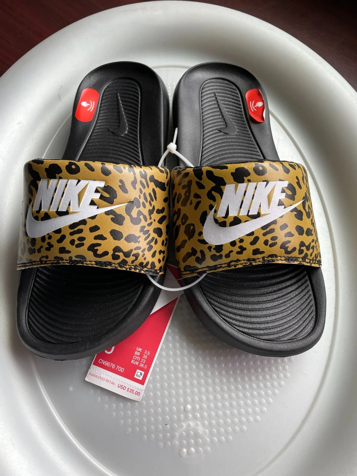 NIKE SLIDE SANDALO STAMPA ANIMALIER DONNA TAGLIA 6 NUOVO