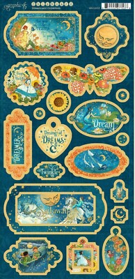 Graphic 45 Dreamland Collection 6'' x 12'' Chipboard Tags Buttons Graphics Phrases