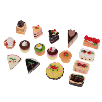 16PC 1:12 Scale Dollhouse Miniatures Lot Mini Food Chocolate Cream Cakes Decor