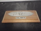 U.S.S. Monitor  Civil war ship  Pewter miniature on hardwood base 4,5 x 2 inches