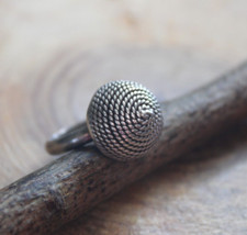 Sterling Silver Cable Rope Spiraled Dome Ring Size 7 signed Mexico