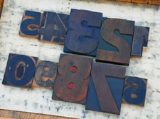 0-9 mixed numbers letterpress wooden printing blocks type printer vintage rare~