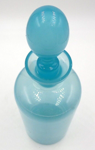Antique 19th Century European Blue Opaline Glass Perfume Bottle with Stopper - Picture 4 of 12