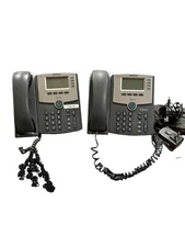 Two Cisco SPA 504G 4-Line, 2-Port Switch PoE IP Phone Desktop Telephones Ooma