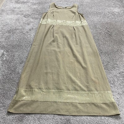 Decade Designs Dress Womens Large Green A Line Long Sleeveless Vintage Floral