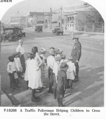 Traffic Policeman Helping Children Cleveland, Ohio, 1978 Reproduction Stereoview