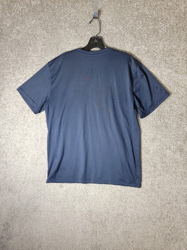 Nike Dri Fit Tee Shirt Mens L Crew Neck Short Sleeve Dark Blue Hole on Sleeve - Picture 10 of 11