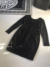 River Island Ladies Pretty Going Out Party Dress Sz 12 Black Lacey Crochet