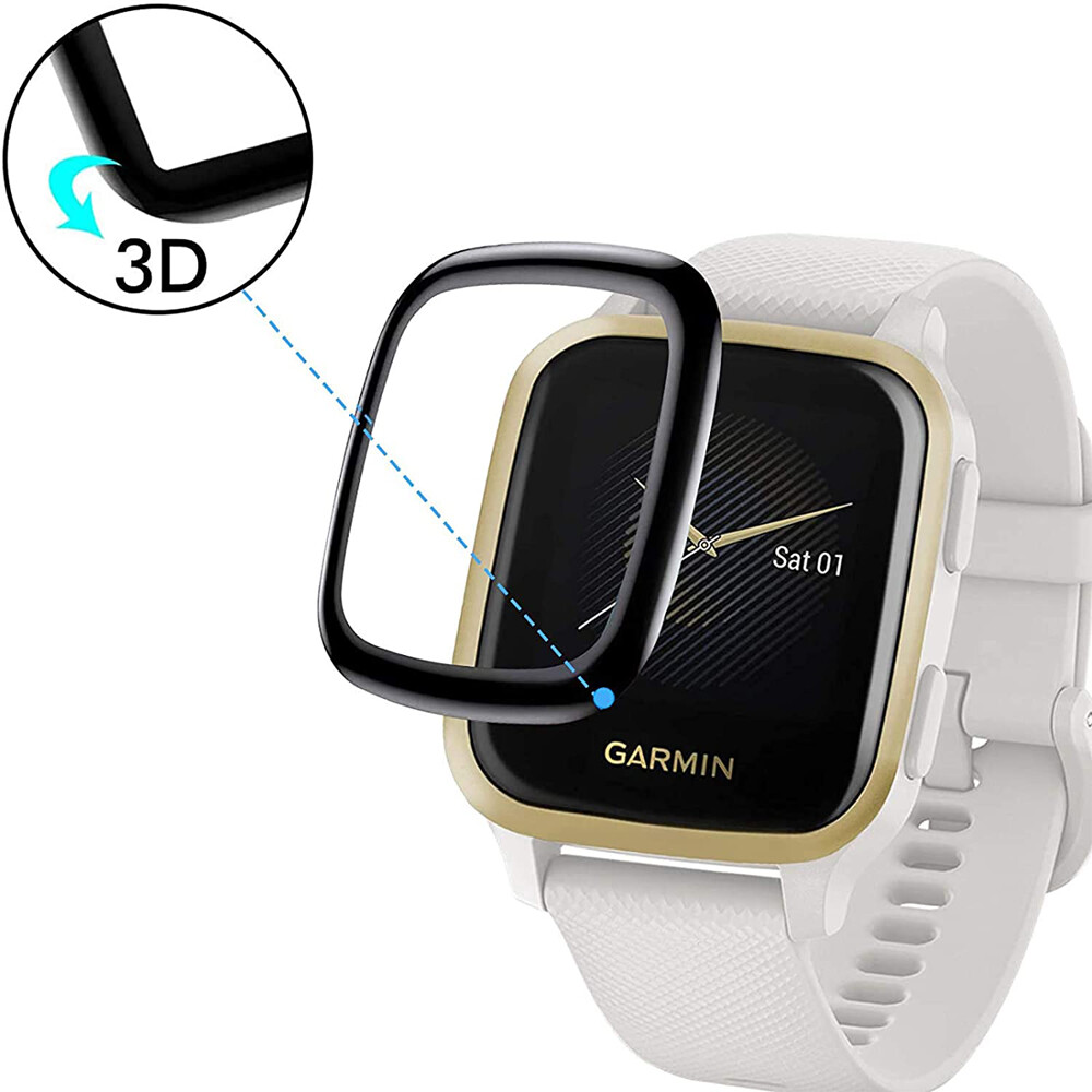 For Garmin Venu SQ Music Black Full Coverage Tempered Glass Screen Protector eBay