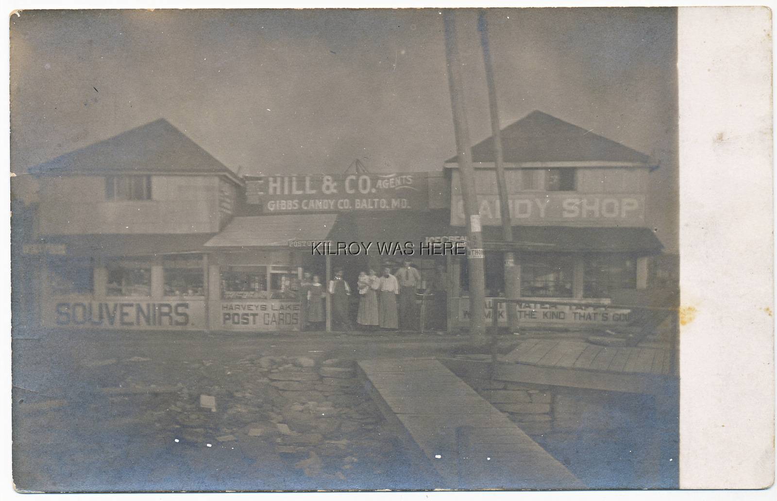 1907 RPPC HARVEYS LAKE PA POST OFFICE CANDY SHOP SOUVENIR GIBBS CANDY