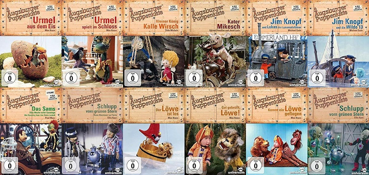 12x Augsburger Puppenkiste Urmel Jim Button Hangover Mikesch Sams