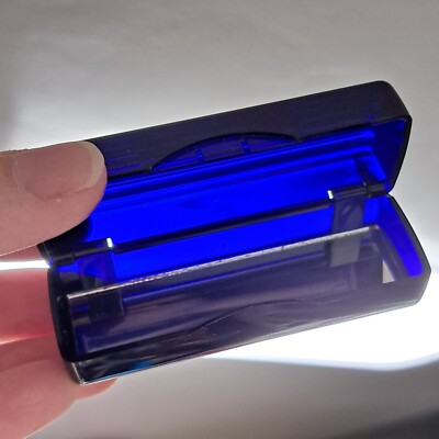 Estee Lauder cobalt navy blue ribbed lipstick holder mirror