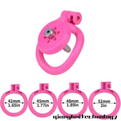 Pink/Black/White Flat Chastity Cage Sissy Peni Lock 4 Size Rins Metal Tube Man