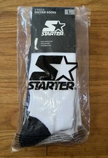 Starter Unisex Adult/Youth 2 Pack Soccer Socks Exclusive Black/White Sz L NEW