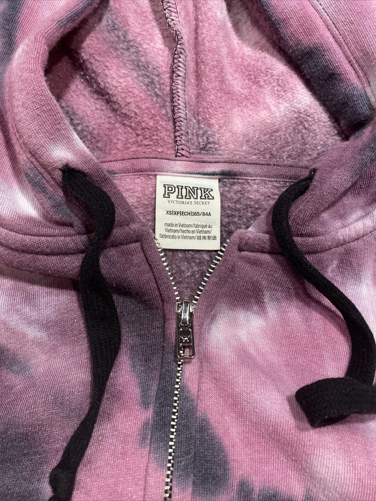 VETEMENTS Top con cappuccio rosa Victorias Secret tie tintura cerniera XS