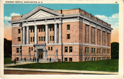 PC FREEMASONRY, MASONIC TEMPLE, MANCHESTER, NH, Vintage Postcard (b56115)