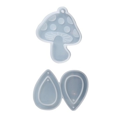 Resin Earring Mold Silicone Mushroom Waterdrop Pendant Mold with Hanging-Hole