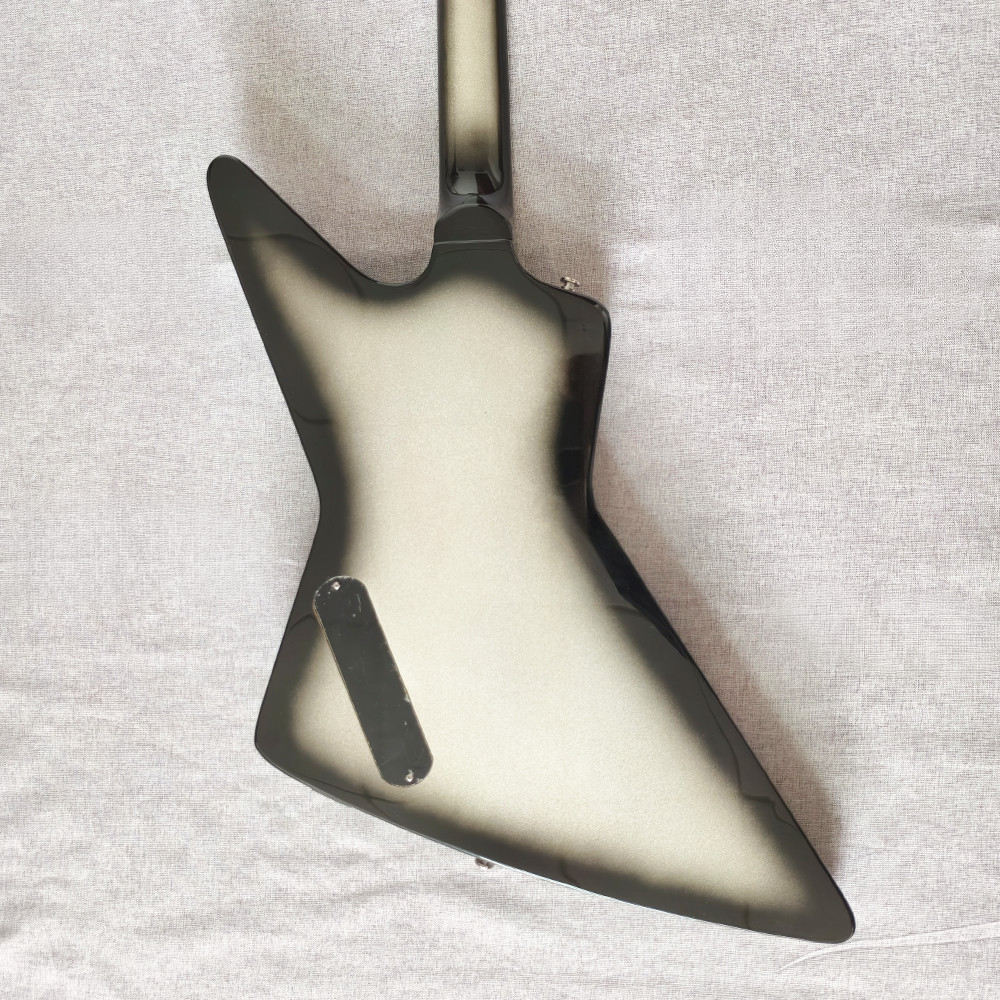 electric explorer guitar silver black color hh pickup set neck solid body neck