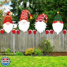 4 Pcs Christmas Fence Peeker Decoration Garden Yard Decorations X