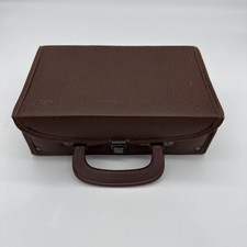 Vtg. 12 Cassette Tape Storage Holder Travel Carry Case Brown Faux Leather USA